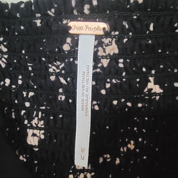 NWT ! Free People Mini Dress Floral Print Long Sleeve Square Neck Black Size M - Picture 4 of 7